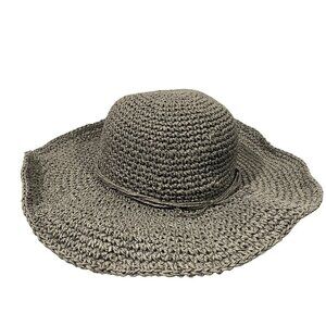 Broner Crochet Paper Round Crown sun Hat in Gray beach summer coastal vacation